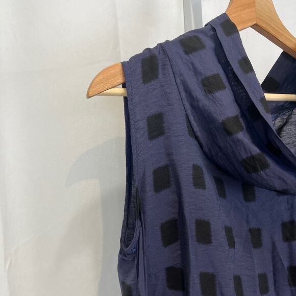 CUT LOOSE S Cowl Neck Tunic Top Sleeveless Pullover Square Patch Purple Black - Picture 6 of 12